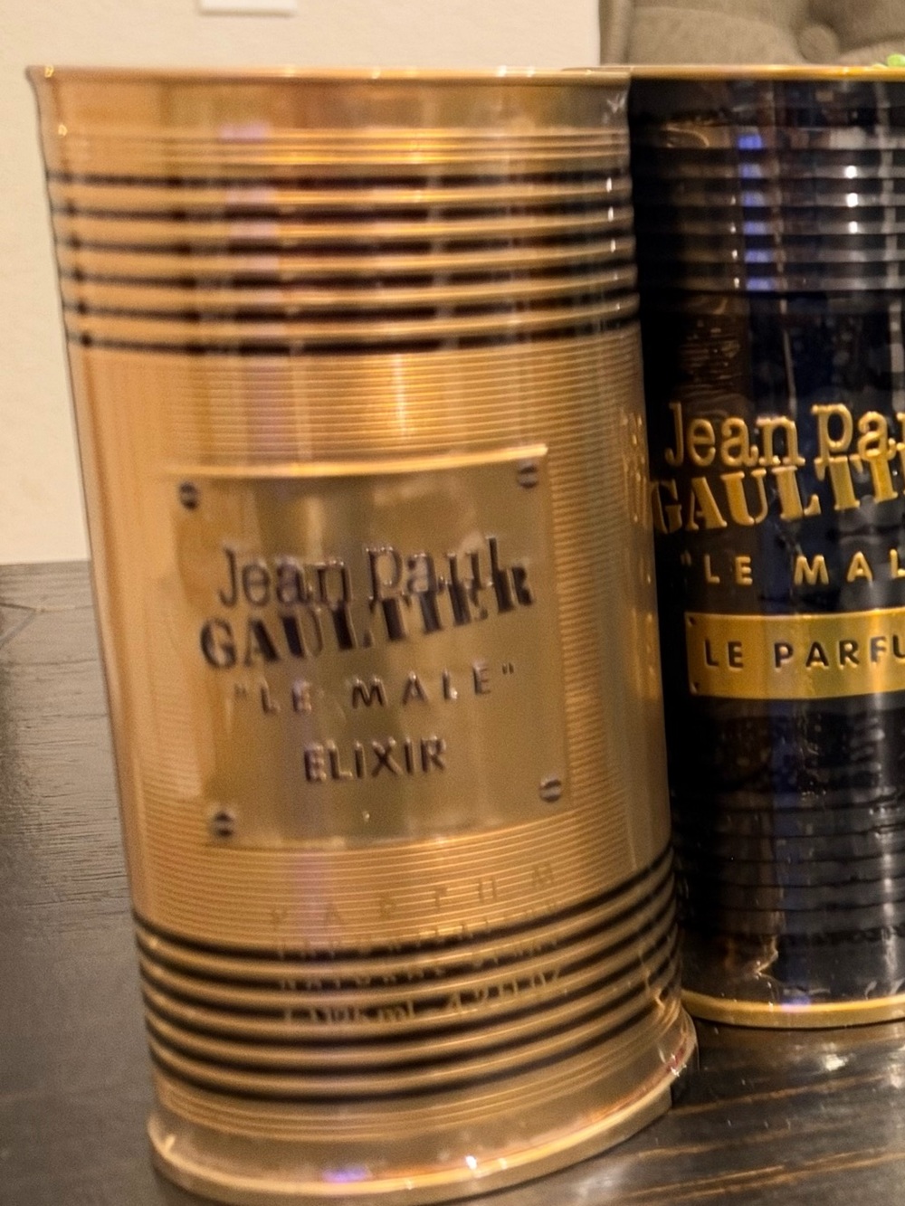 men perfume Black Decorative Canisters with Gold Accents
